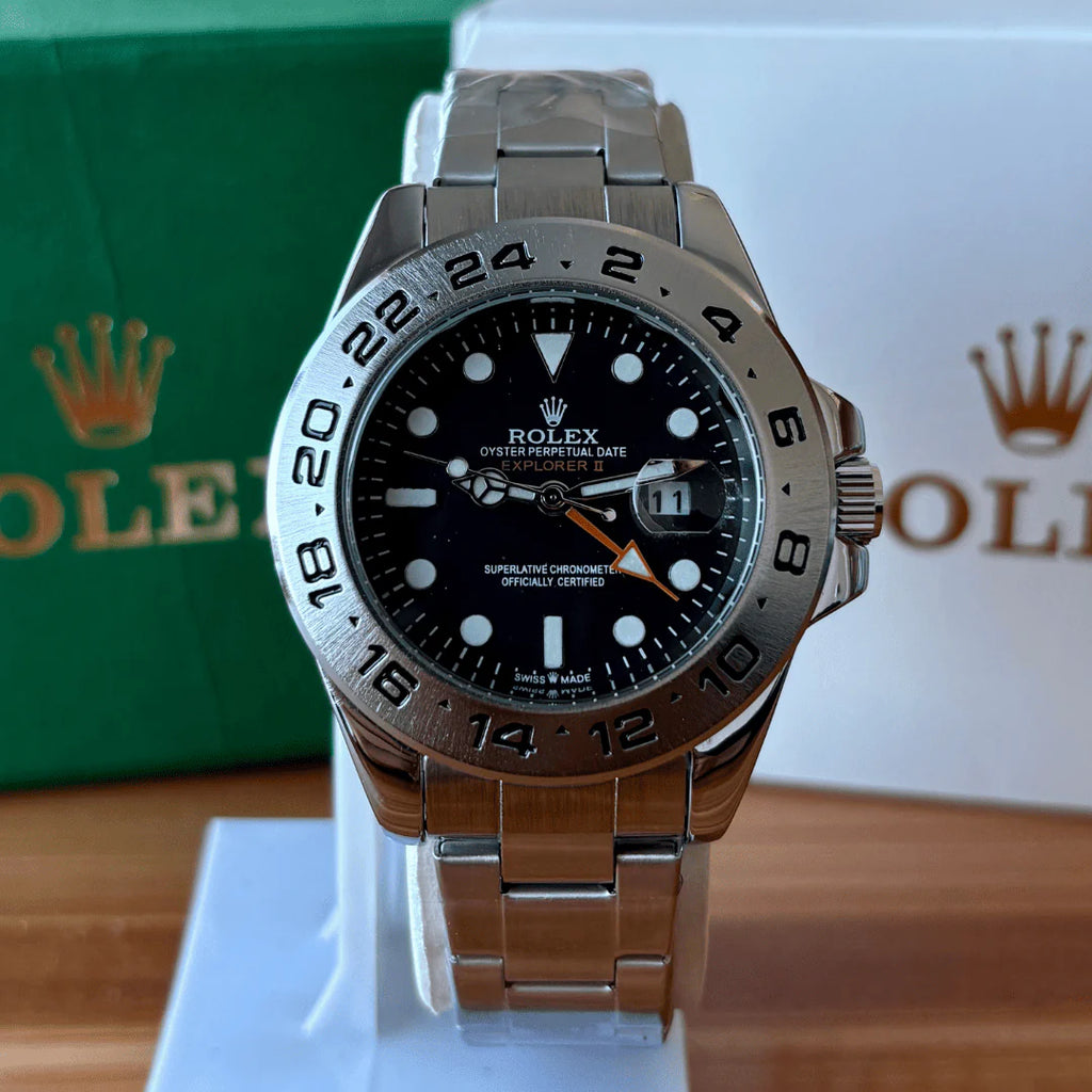 XEON ROLEX Explorer II | Oyster Chain | Stainless Steel | Black Dial