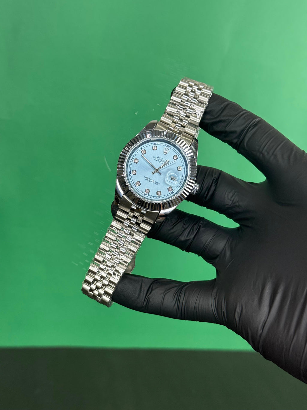 ROLEX-Silver Diamond Dial Luxury Watch