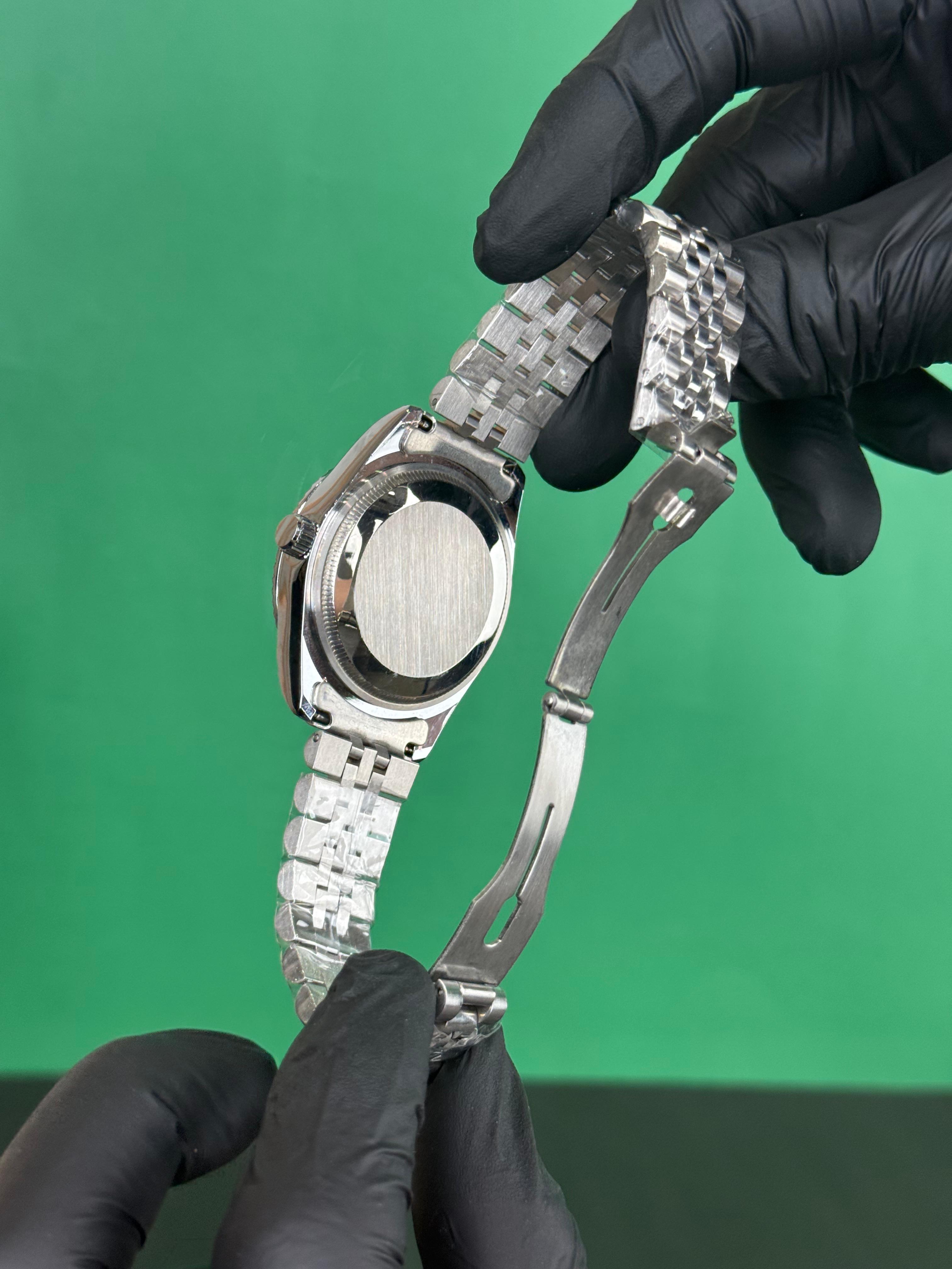 ROLEX-Silver Diamond Dial Luxury Watch
