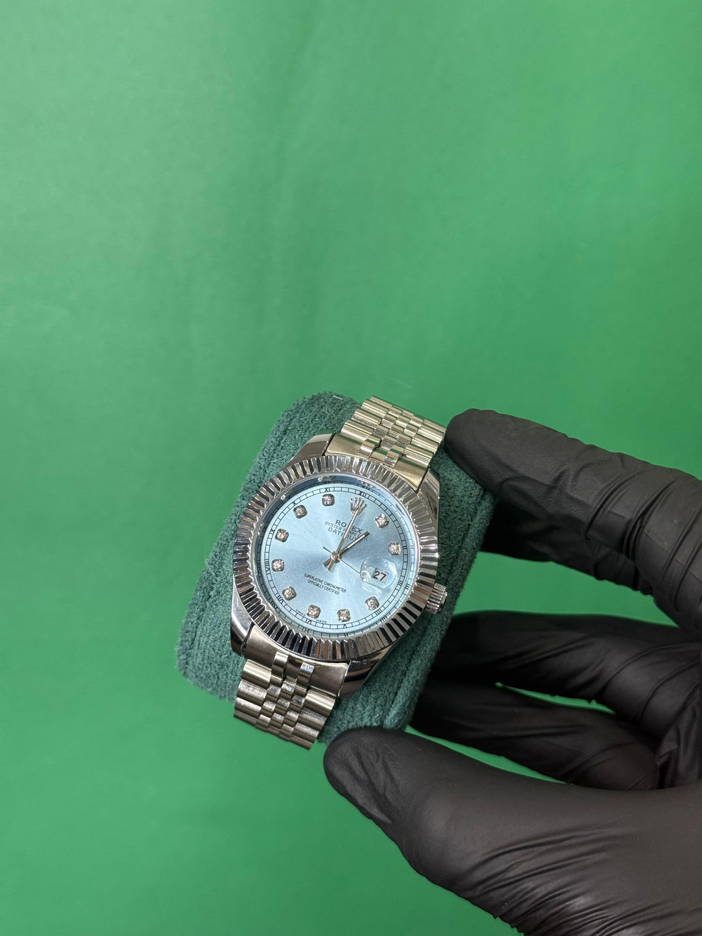 ROLEX-Silver Diamond Dial Luxury Watch